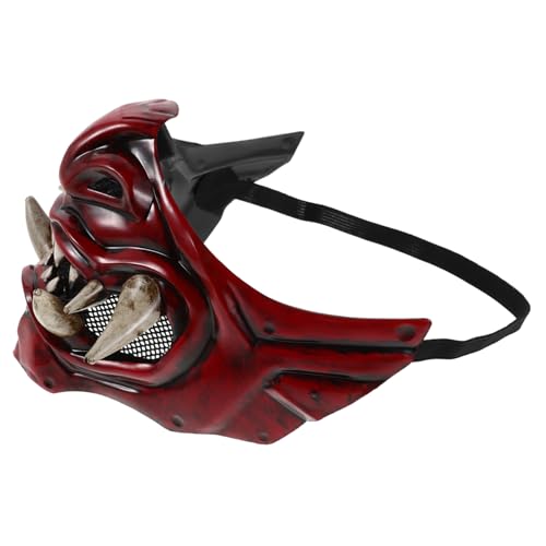 COLLBATH Japanische Samurai Halbmaske Rot Dämonisches Leicht und Für Halloween Cosplay Karneval Bühnenauftritte von COLLBATH