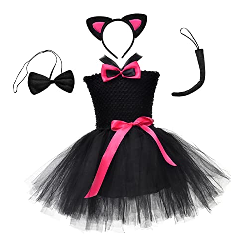 COLLBATH Kostümset Für Mädchen Tutu Rock Mit Katzenmotiv Für Halloween Festliche Anlässe Und Partys Jahre Farbenfrohes Und Verspieltes Outfit Für Kleine von COLLBATH