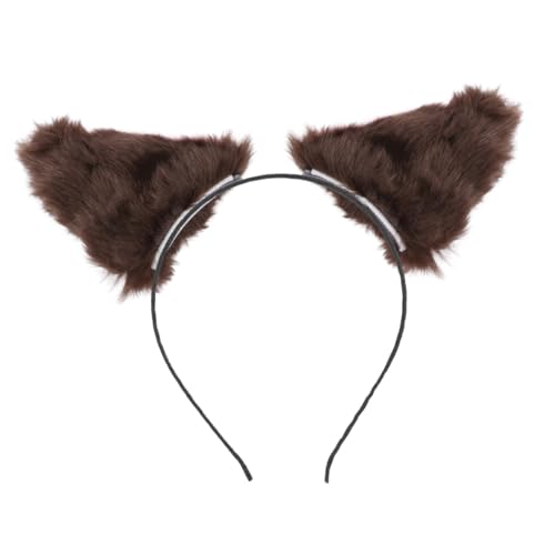 COLLBATH Kuscheliges Katzenohren haarband in Kaffee Plüschige Tierohren cosplay für Halloween und Karneval Party accessoire für Junge Mädchen und Kostümfans von COLLBATH