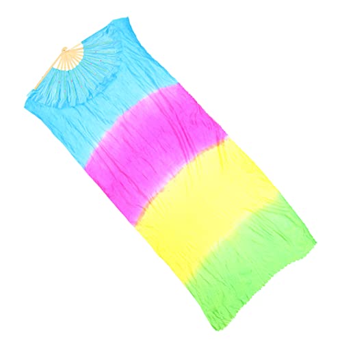 COLLBATH Länglicher Bauchtanz Fächer aus Seide mit Farbverlauf Fan für Damen Tanzaccessoires für Auftritte Hochzeiten und Partys von COLLBATH