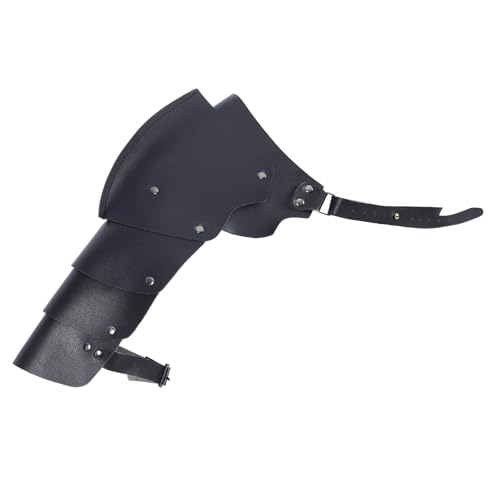 COLLBATH Mittelalterkostüm Erwachsene Kostüme Mittelalterliches Kostüm Römisch Bewachen Gladiator Kostüm Männer Soldat Cosplay Ritter Vintage Armschutz Leder + Metall Black von COLLBATH