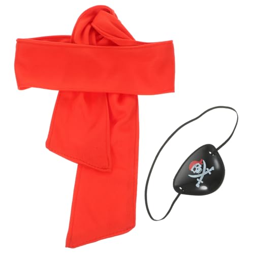 COLLBATH Piraten Augenklappe Set Teilig mit Rote Kopftuch Leichte Piraten Cosplay Accessoires für Frauen für Halloween Karneval von COLLBATH