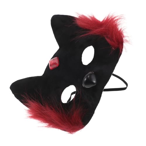 COLLBATH Plüsch Halbgesichtsmaske für Erwachsene Tierkostüm Maske für Cosplay und Partys Rot Schwarz für Halloween und Karneval COLLBATH Plüsch Halbgesichtsmaske für Erwachsene Tierkostüm Maske für Cosplay und Partys Rot Schwarz für Halloween und Karneval von COLLBATH