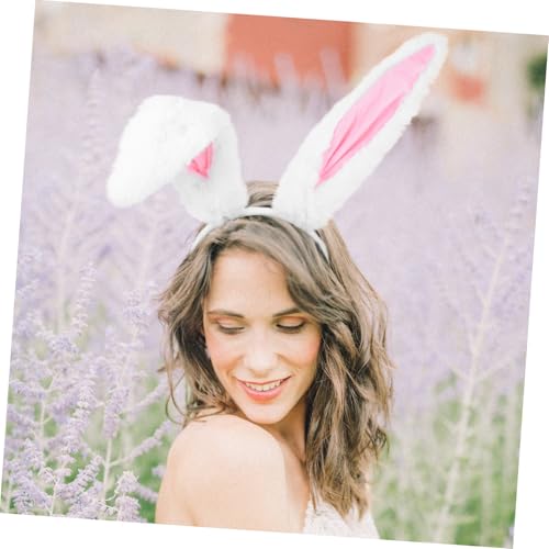 COLLBATH Plüsch Hasenohren Haarreif mit Rosa Futter Weicher Cosplay Stirnband für Mädchen und Damen Leichtes Kaninchenohren Zubehör für Halloween Ostern Kostüm party und Bühnenauftritte von COLLBATH