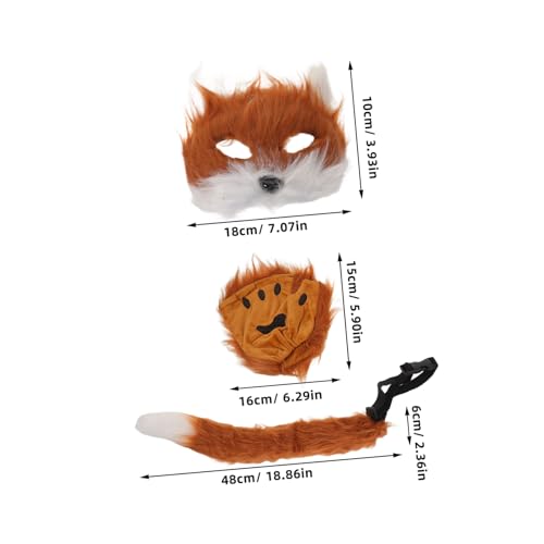 COLLBATH Realistisches Fuchs Kostüm Set mit Maske und Flauschigen Handschuhen Weiches Plüsch-accessoire für Mädchen für Halloween Karneval und Tier Cosplay Partys von COLLBATH