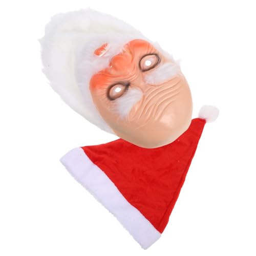 COLLBATH Realistisches Santa Claus Kostüm mit Weißem Schnurrbart und Roter Mütze Vollkopfmaske für Erwachsene Verstellbare Weihnachtskostüm Maske für Party Karneval und Festliche Anlässe von COLLBATH