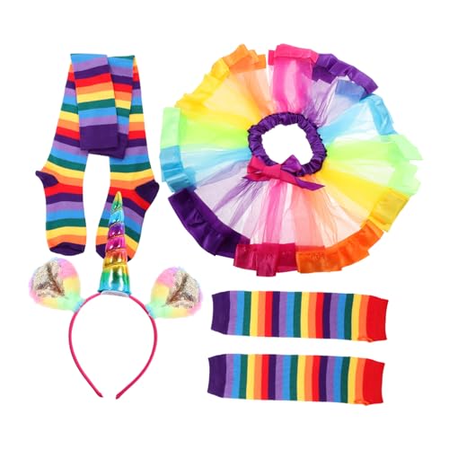 COLLBATH Regenbogen Tutu Rock Haarband Ellenbogenlange Handschuhe Und Socken Fantasievolles Party Outfit Für ädchen Und Jungen Ideal Für Feiern Und Kostümpartys COLLBATH Regenbogen Tutu Rock Haarband Ellenbogenlange Handschuhe Und Socken Fantasievolles Party Outfit Für ädchen Und Jungen Ideal Für Feiern Und Kostümpartys von COLLBATH