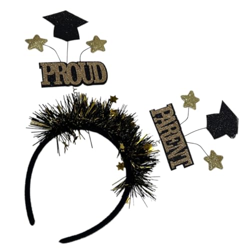 COLLBATH Schwarzblonder Haargürtel Zum Abschluss Stirnband Haarschmuck Graduierung Haarreifen Grad Haarband Abschlusskappe 2023 Abschlusshüte Sterne Stirnbänder Grad-hut-kappe Plastik von COLLBATH