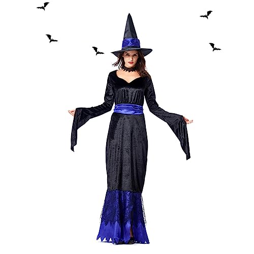 COLLBATH Schwarzes Hexenkostüm Set für Damen Xl mit Hut Halskette Perfektes Cosplay Outfit für Halloween Feiern Maskeraden COLLBATH Schwarzes Hexenkostüm Set für Damen Xl mit Hut Halskette Perfektes Cosplay Outfit für Halloween Feiern Maskeraden von COLLBATH