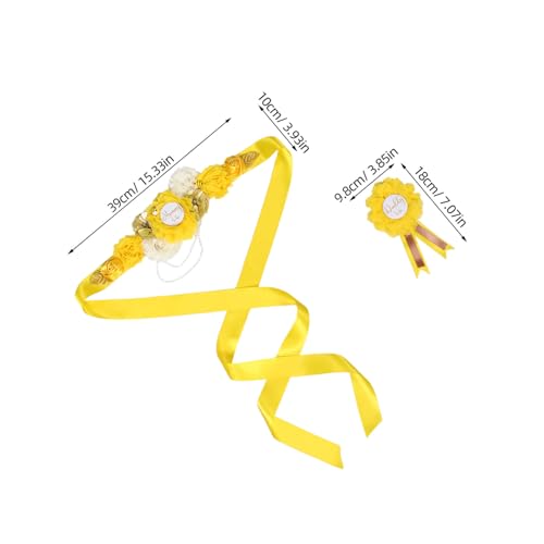 COLLBATH Shower Schärpe Set Gelb Weiche Polyester Maternity Sash und Corsage für Schwangere Komfortabler Babybauch Gürtel für Fotoshooting und Feierlichkeiten Passend für Mom-to-be von COLLBATH