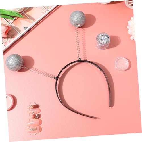 COLLBATH Silbernes Antennen Stirnband mit Glitzer und Gesichtsglitter Witziges Party Haar Accessoire für Frauen und Robustes Kopfband für Festival Karneval und Kostümspaß von COLLBATH