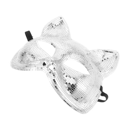 COLLBATH Katzen-maskenball-maske Damen-disko-maske Strass-akzente Reflektierender Spiegel Für Halloween von COLLBATH