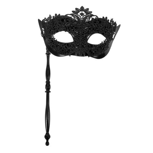 COLLBATH Spitzen Maske Für Damen Handgefertigte Venezianische Maske Mit Stab Für Karneval Halloween Und Maskenball Elegante Spitzenverzierung Für Festliche Anlässe von COLLBATH