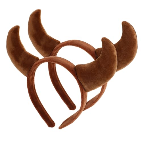 COLLBATH Stirnband Aus Teufelshorn Halloween Cow Horn Hair Band Horn-kostüm-stirnband Halloween Kuhhornhaar Reifen Kostümzubehör Braun Stoff von COLLBATH