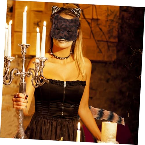 COLLBATH Teiliges Fuchsschwanz Kostüm Set Damen mit Elastischem Band Weiche Tiermaske und Realistischer Kunstpelzschwanz Komfortables Animal Mask Party Zubehör für Halloween Karneval von COLLBATH