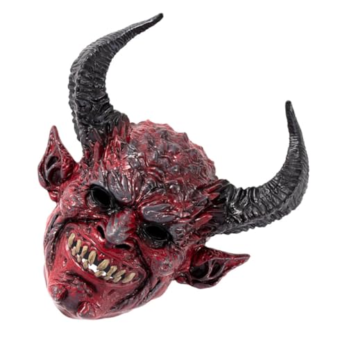 COLLBATH Teufelshorn-Kapuzenmaske Teufel Kostüm Cosplay -Kostüme Halloween-Maske Schlangenhaut-Dekoration Cosplay-Maske Partymasken Halloween-Gruselmaske Halloween-Hornmaske RP rot von COLLBATH