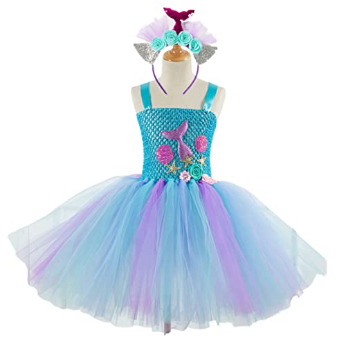 COLLBATH Prinzessinnen-kostüm-set Mit Meerjungfrauenrock Tutu-kleid Für Mädchen Geburtstagsparty Polyester Größe 2–3 Jahre 100 Cm Hd93430 von COLLBATH