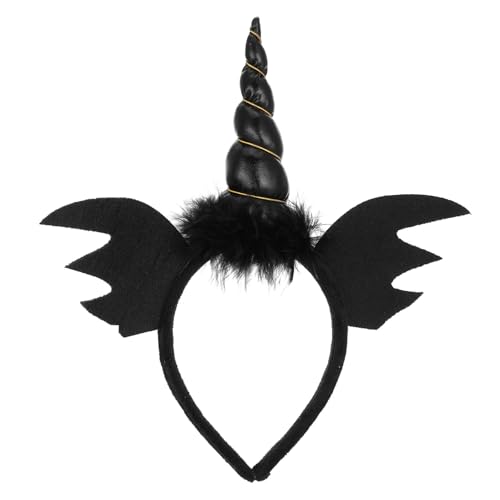 COLLBATH Unicorn Haarreif mit Horn Halloween Kopfschmuck für Erwachsene Cosplay Kostüm Accessoire Party Haarreif Schwarz von COLLBATH
