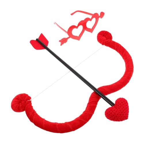 COLLBATH Valentinstag Cupid Kostüm Set Rotes Samt-bogen Wurfgerät-set mit Herzförmigen Brillen Leichte Party-cosplay-accessoires für Romantische Fotokabinen und Festdekorationen von COLLBATH