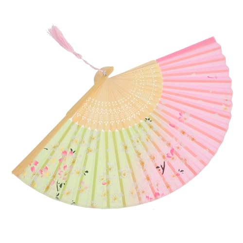 COLLBATH Vintage Chinesischer Handlicher Faltfächer mit Quaste Traditioneller Seidenstoff Fächer für Tanz und Dekoration Leicht zu Öffnen Eleganter Damen Faltventilator von COLLBATH