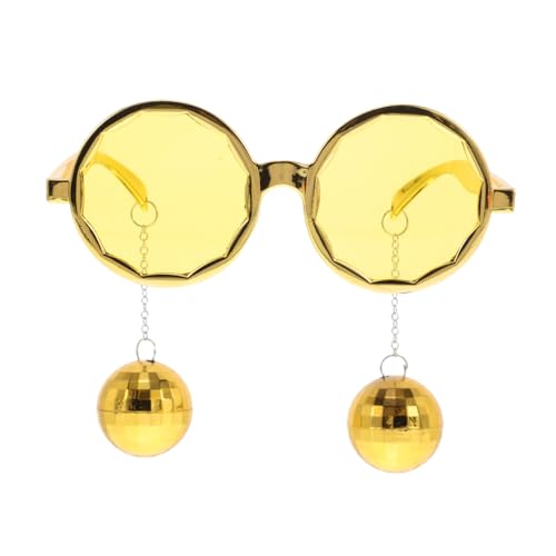 COLLBATH Vintage Disco Ball Sonnenbrille Lustige Partybrille mit Retro Design für Erwachsene für Junggesellenabschiede Hochzeiten und Partys Unisex mit Discokugel Anhänger Gelb COLLBATH Vintage Disco Ball Sonnenbrille Lustige Partybrille mit Retro Design für Erwachsene für Junggesellenabschiede Hochzeiten und Partys Unisex mit Discokugel Anhänger Gelb von COLLBATH