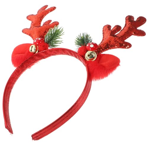 COLLBATH Weihnachts Rentier Geweih Stirnband Glitzer Kopfband mit Glocken Festlicher Kopfschmuck für Mädchen Weihnachten Party Accessoire Komfortables Stoffmaterial von COLLBATH