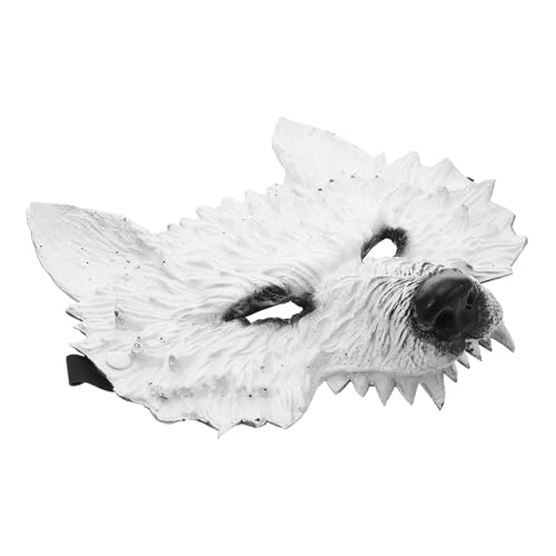 COLLBATH Wolf Maske Weiß PU Realistische Tiermaskerade Maske für Erwachsene Wolf Cosplay Halloween Kostüm Zubehör für Männer Frauen von COLLBATH
