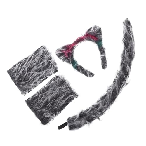 COLLBATH Wolfskostüm für Weichen Flanell Ohren und Handschuhen Vielseitiges Halloween Animal Dress Up Kostüm für Jungen und Mädchen für Party Bühne und Rollenspiele von COLLBATH