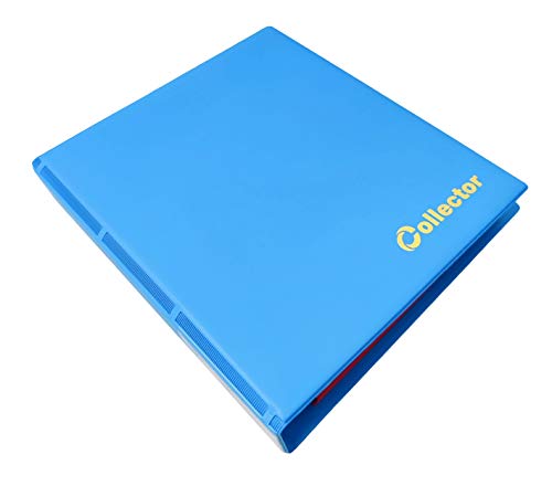 COLLECTOR Münz-Sammelalbum für 200 Münzen - Mittlere Größe (50p, £1, £2, €1, €2) - Azurblau, 21 x 23 x 5.5 cm, 17 Seiten, 20 Fächer pro Seite, mit roten Trennblättern und Index von COLLECTOR