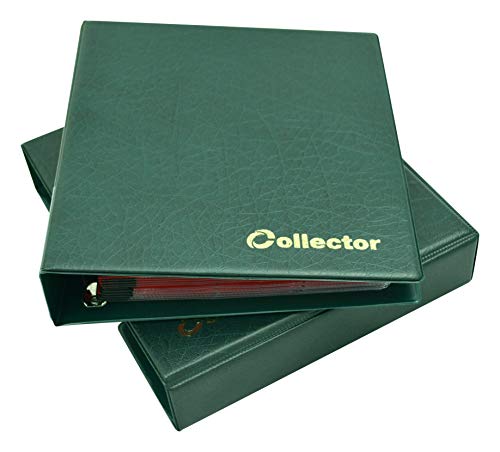 Collector Münz-Sammelalbum mit Etui für 221 Verschiedene Münzen-Größen, von Großen bis Kleinen Münzen - mit Seiten und Roten Trennblättern + Index - Grün Münzalbum von COLLECTOR