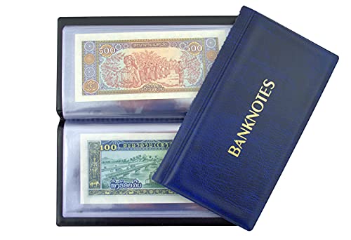 Collector SAMMLERALBUM FÜR BANKNOTEN Notizen Banknotenalbum mit 20 Seiten 11x19cm (Blau) von COLLECTOR