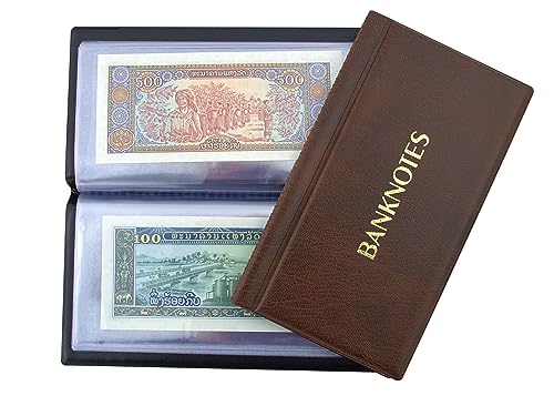 Collector SAMMLERALBUM FÜR BANKNOTEN Notizen Banknotenalbum mit 20 Seiten 11x19cm (Braun) von COLLECTOR
