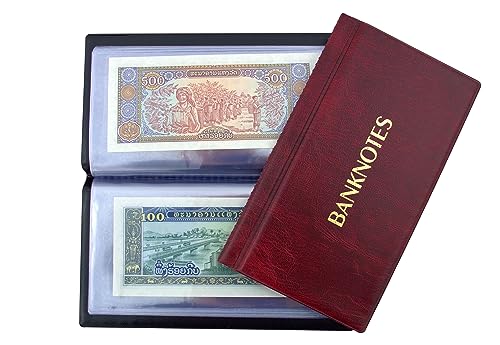 SAMMLERALBUM FÜR BANKNOTEN HINWEISE Banknotenalbum mit 20 Seiten 8x17cm (Rot) von COLLECTOR