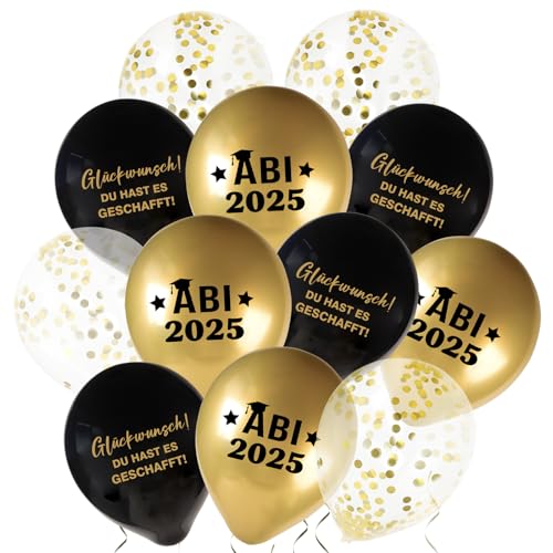 30 Stk Abitur 2025 Deko Abi Luftballons Schwarz Gold Abschluss Bestandene Prüfung Abschlussfeier Graduation Party Deko Geschenke 30 Stk Abitur 2025 Deko Abi Luftballons Schwarz Gold Abschluss Bestandene Prüfung Abschlussfeier Graduation Party Deko Geschenke von COLOFALLA