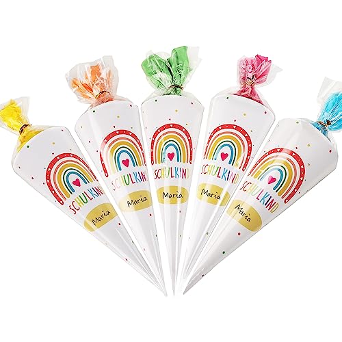 COLOFALLA 10 STK Schultüte Klein für Mädchen Junge 20cm Geschwistertüte Schulkind Regenbogen-Boho Zuckertüten zum Befüllen Dekotüten Deko für Einschulung Schulanfang Schuleinführung Abschiedsgeschenk COLOFALLA 10 STK Schultüte Klein für Mädchen Junge 20cm Geschwistertüte Schulkind Regenbogen-Boho Zuckertüten zum Befüllen Dekotüten Deko für Einschulung Schulanfang Schuleinführung Abschiedsgeschenk von COLOFALLA