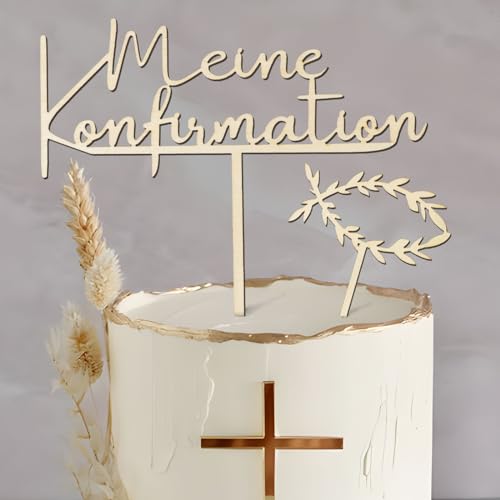 COLOFALLA 2 Stücke Cake Topper zur Konfirmation Konfirmation Tortendeko Konfirmation Cake Topper Kuchen Topper Holz Konfirmation Fisch Kuchen Deko für Konfirmation Junge Mädchen von COLOFALLA