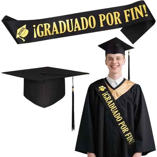 COLOFALLA 2025 Abschiedsgeschenke 2025 Abitur Geschenk auf Spanisch Abschied Deko Bachelor Hut Schärpe ¡Graduado por fin! (Jugend) von COLOFALLA