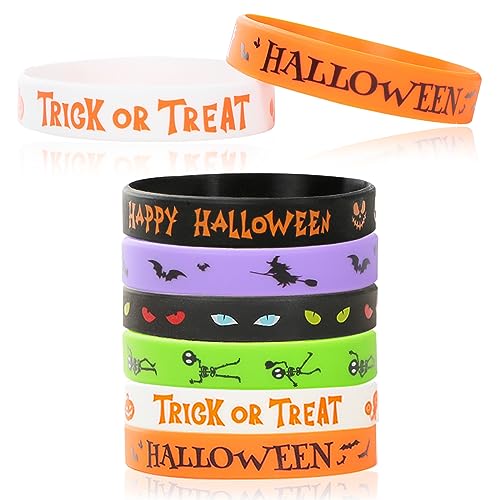 COLOFALLA 24 Stück Armband Halloween Gummi Halloween Armbänder Halloween Zubehör 24 pcs Halloween Accessoires Mitgebsel Geschenke für Junge Mädchen Mann Frau Halloween Party von COLOFALLA