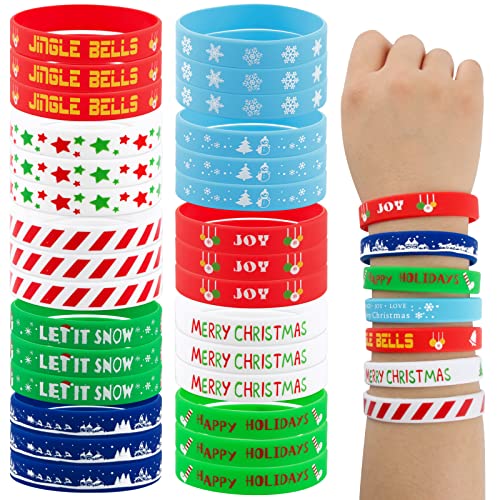 COLOFALLA 30 Stück Weihnachten Party Mitgebsel Armbänder Silikonarmband für Mädchen Junge Gastgeschenke Merry Christmas Accessoires Weihnachten Geschenke von COLOFALLA