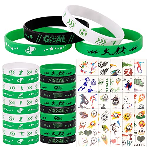 40 Pcs Fußball Party Mitgebsel Set 20 Stück Fußball Armbänder 20 Blatt Tattoo Aufkleber Kindergeburtstag Gastgeschenke für Kinder Junge Mädchen Geburtstagsgeschenk Geburtstag Party Zubehör von COLOFALLA