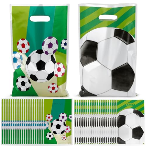 COLOFALLA 40 Stück Fußball Geschenktüten Partytüten Party Mitgebsel Tüten Gastgeschenk Süßigkeiten Tütchen Geschenketasche Deko für Kindergeburtstag Mottoparty von COLOFALLA