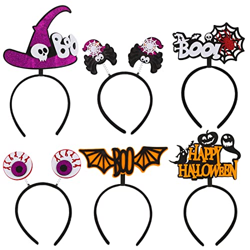 COLOFALLA 6 Stück Halloween Haarreif Halloween Stirnband Hexenhut Spinnennetz Fledermaus Haarschmuck Accessoires Foto Requisiten für Halloween Karneval Fasching Junge Mädchen Damen Männer (A) von COLOFALLA