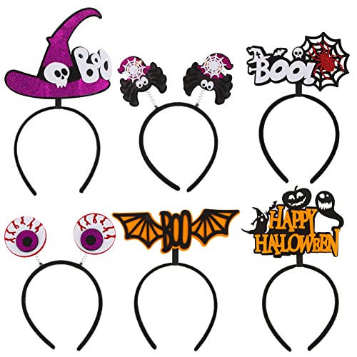 COLOFALLA 6 Stück Halloween Haarreif Stirnband Hexenhut Spinnennetz Fledermaus Haarschmuck Accessoires Foto Requisiten für Karneval Fasching Junge Mädchen Damen Männer (A) von COLOFALLA