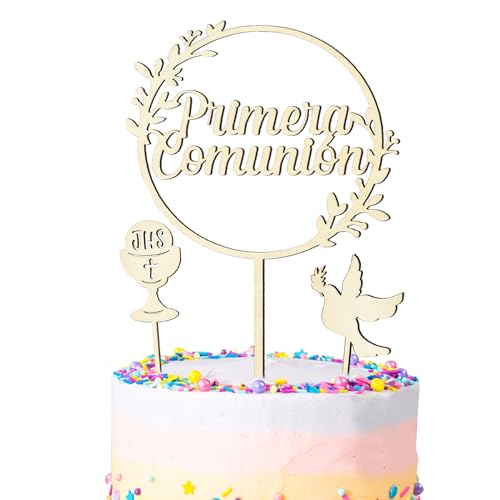 COLOFALLA Cake Topper Kommunion auf Spanisch Torten Topper Kuchen Deko Primera Comunión Taufe Deko für Junge Mädchen von COLOFALLA