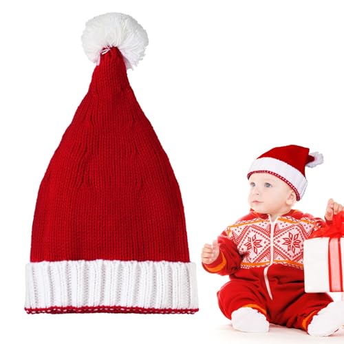 COLOFALLA Weihnachtsmütze Klein Nikolausmütze Kinder Weihnachtsmann Mütze Kinder Weihnachten Accessoires Strickmützen Rot Weiß Weihnachten Kostüm für Kinder von COLOFALLA
