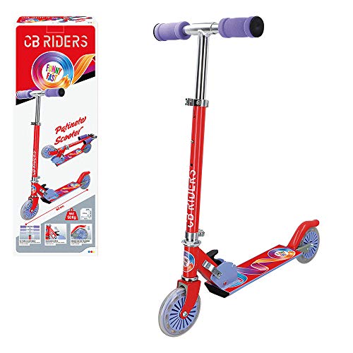 COLORBABY 54067, Roller, 2 Räder, faltbar, rot, CB Riders, zusammenklappbar, Aluminium, 2 Räder 12 cm, Kinder-Scooter, ab 3 Jahren, Spielzeug und Geschenke für Jungen und Mädchen von COLORBABY