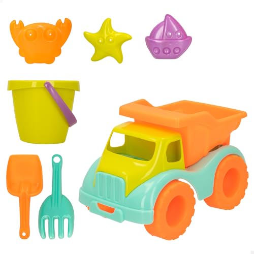 ColorBaby 43505 30 cm + Schaufel + Raster 3 Formen Set Strand LKW und Eimer mit Zubehör, Farbe Beach, bunt, M ColorBaby 43505 30 cm + Schaufel + Raster 3 Formen Set Strand LKW und Eimer mit Zubehör, Farbe Beach, bunt, M von COLORBABY