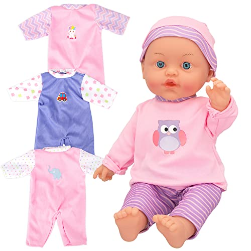 ColorBaby 46796 Set, weich, 41 cm mit Acc-colorbaby's 24 m +, Baby C/Kleidungsset von COLORBABY