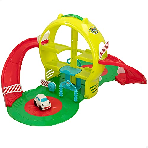 COLORBABY 46811, Parkplatz Spielzeugauto, Motor Town grün, Fahrzeuggarage, Kinderkreislauf, Inklusive 1 Auto, Empfohlen + 18 Monate, Spielzeug und Geschenke für Kinder von COLORBABY