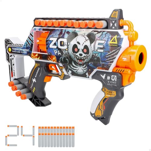 COLORBABY 47748 V-Zon Dartpistole, 35 cm, 24 Schaumstoffkugeln, leicht und mit großer Reichweite, Zombie-Design, Spielzeuggewehr und Launcher, Spielzeug für Kinder 8 Jahre, Pistolen für Kinder von COLORBABY